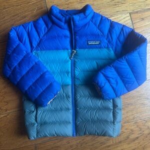 Patagonia Kids Blue and Tan Puffer Jacket